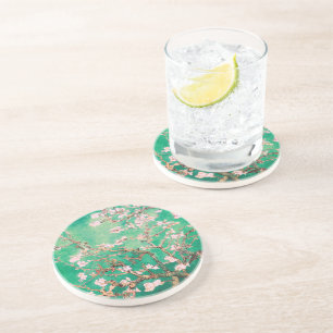 Posavasos Flores de almendra de Van Gogh verde