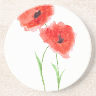 Posavasos Flores de amapola rojas