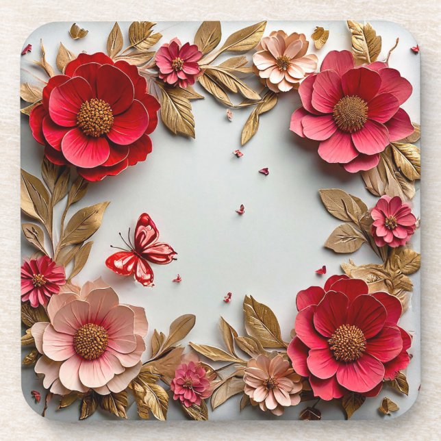 Posavasos Flores de arte en papel (Frente)
