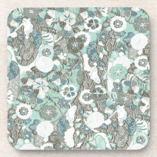Posavasos Flores de Blue Brown abstractas