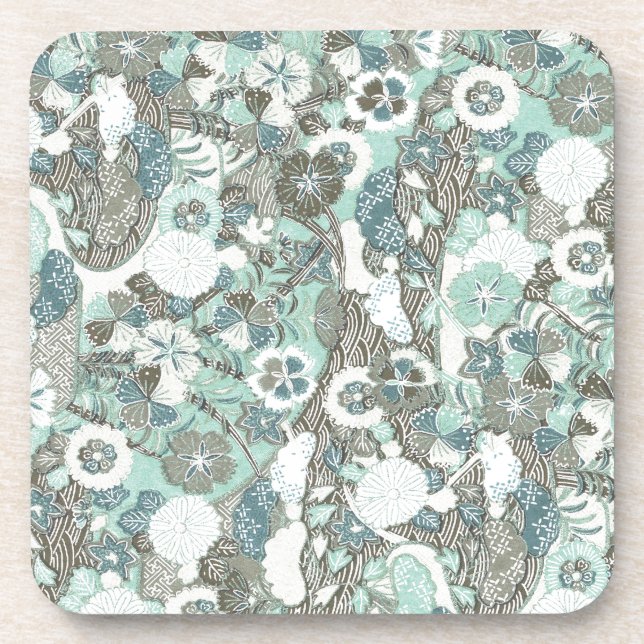 Posavasos Flores de Blue Brown abstractas (Frente)
