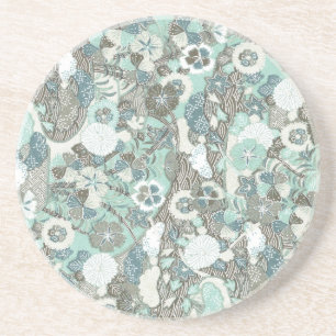 Posavasos Flores de Blue Brown abstractas