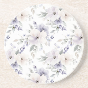 Posavasos Flores de bonito de marfil morado de lavanda