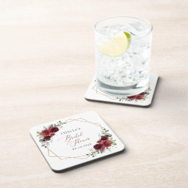 Posavasos Flores de Borgoña, flores rojas, ducha de novia