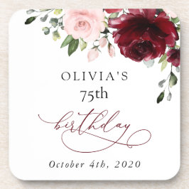Posavasos Flores de Borgoña, flores rosas, boho, cumpleaños