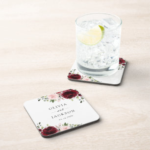 Posavasos Flores de Borgoña, flores rosas, vegetación, Boda