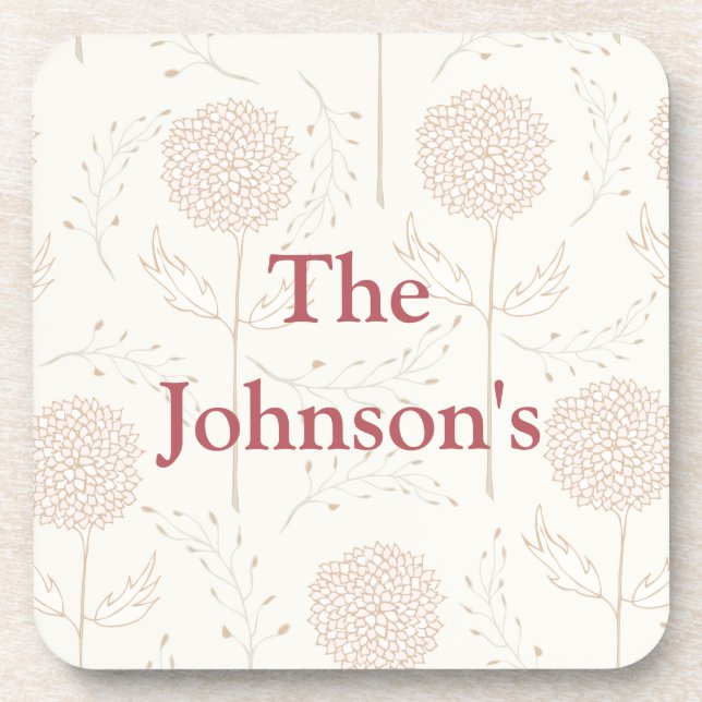 Posavasos Flores de Borgoña y blanco (Frente)