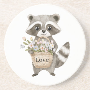 Posavasos Flores de Canasta de Mapache Lindo