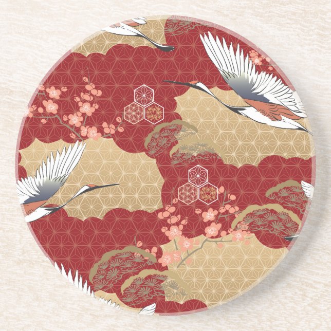 Posavasos Flores de cerezo de kimono japonesas (Frente)