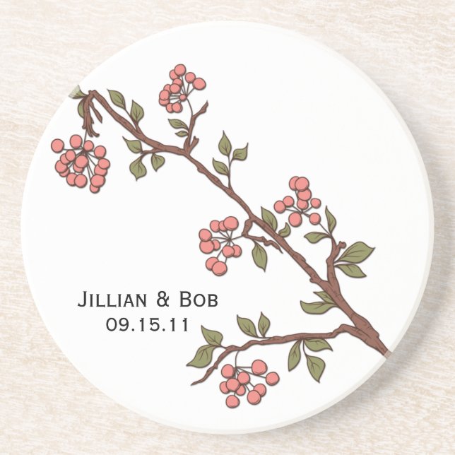 Posavasos Flores de cerezo rosa personalizada de montaña rus (Frente)
