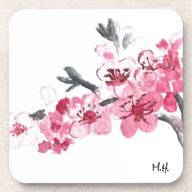 Posavasos Flores de cerezo rosadas (Frente)