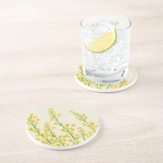 Posavasos Flores de citrina amarilla moderna (Lado)