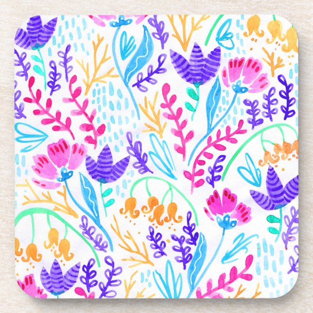 Posavasos Flores de color claro (Frente)