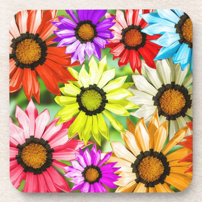 Posavasos Flores de colores gerbera (Frente)