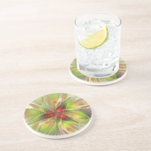 Posavasos Flores de fantasía fractal blandas y tendientes
