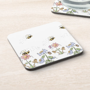 Posavasos Flores de folclore campestres y hongos y mariposas