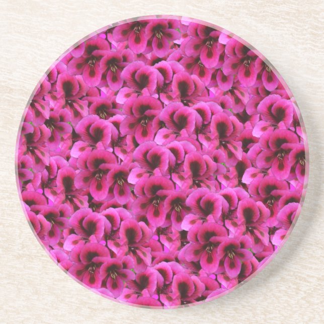 Posavasos Flores de geranio magenta caliente, (Frente)