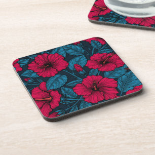 Posavasos Flores de hibiscos rojos