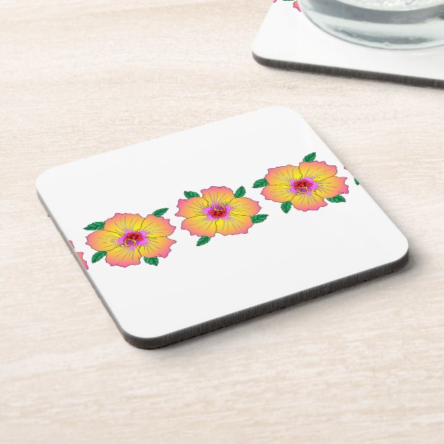 Posavasos Flores de Hibiscus hawaianas (Lado Izquierdo)