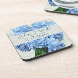 Posavasos Flores de hidrangea azul claro
