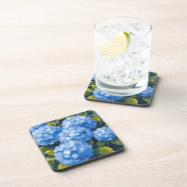 Posavasos Flores de Hortensias Azules Acuarela Floral