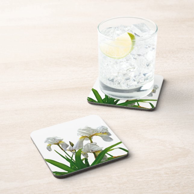 Posavasos Flores de iris con barba blanca (Lado Derecho)