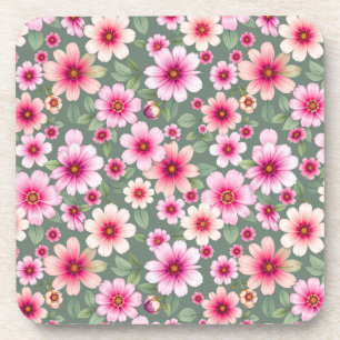Posavasos Flores de jardín de color rosa pansy vintage