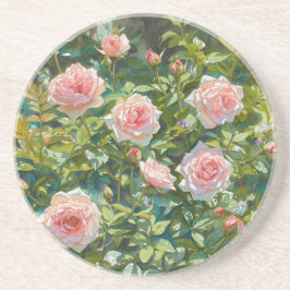 Posavasos Flores de jardín de rosas rosadas claras