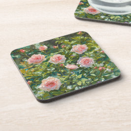 Posavasos Flores de jardín de rosas rosadas claras