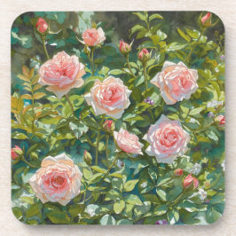 Posavasos Flores de jardín de rosas rosadas claras