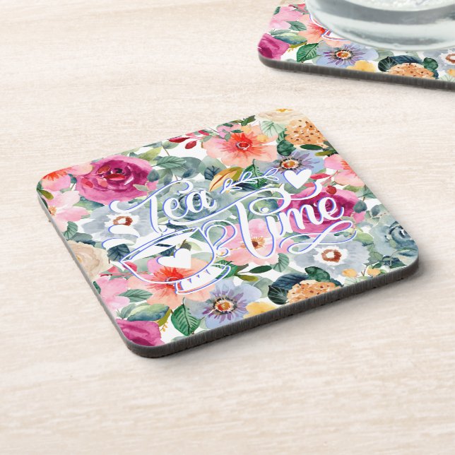 Posavasos Flores de la hora del té (Lado Izquierdo)