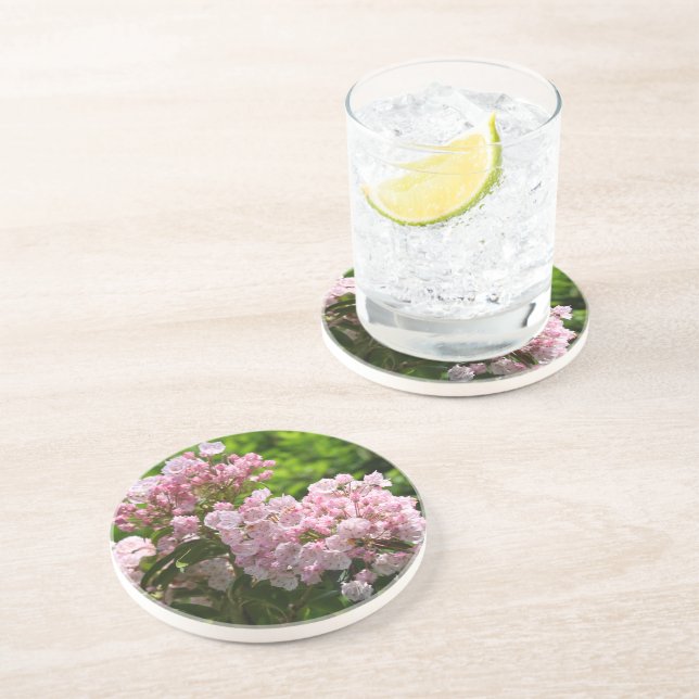 Posavasos Flores de laurel de montaña rosa en flor (Lado)