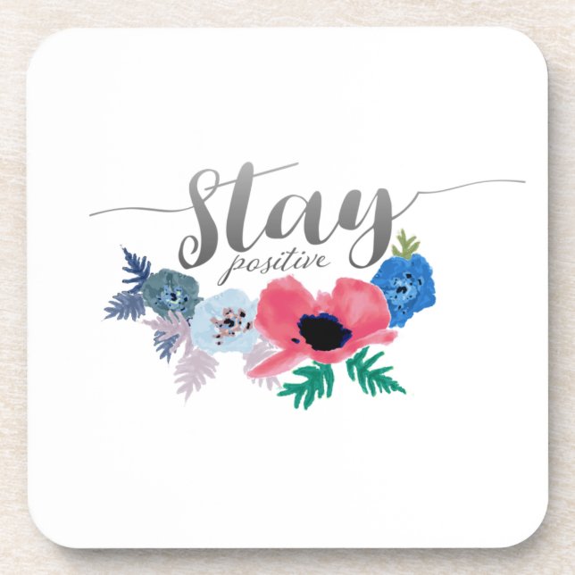 Posavasos Flores de letras de citas de actitud positiva (Frente)