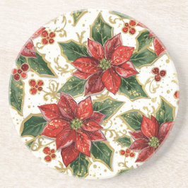 Posavasos Flores de los Navidades de Poinsettia Roja