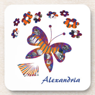 Posavasos Flores de mariposa coloridas Patrón de acuarela