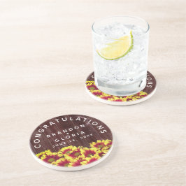 Posavasos Flores de otoño en un Boda de la cerca de madera