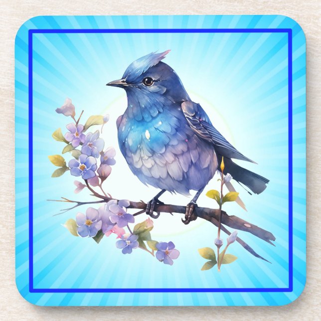 Posavasos Flores de pájaro hada Clipart acuarela-73611 (Frente)