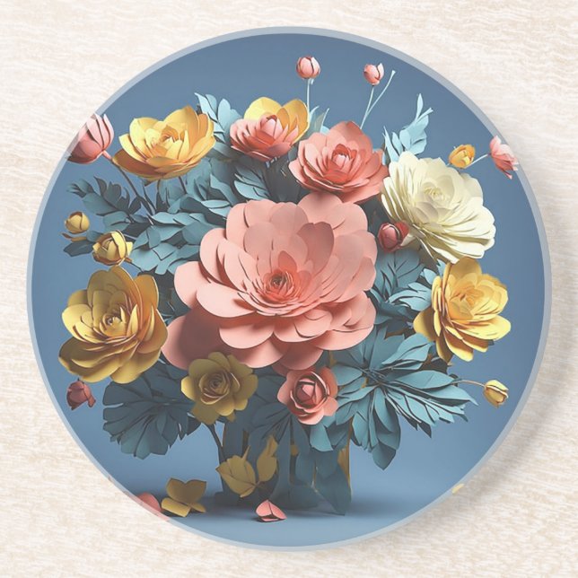 Posavasos flores de papel 3d (Frente)