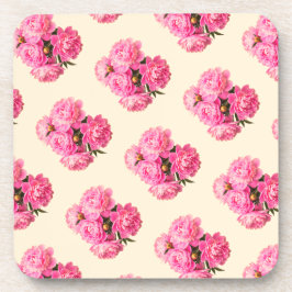 Posavasos Flores de peonías rosadas en acuarela vintage simp