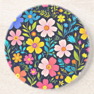 Posavasos Flores de pintura digital floral Patrón-38875