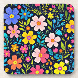 Posavasos Flores de pintura digital floral Patrón-38875