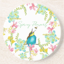 Posavasos Flores de primavera acuarela