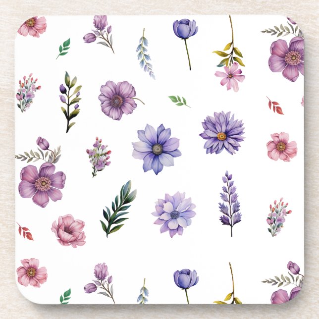 Posavasos Flores de primavera acuarela conjunto del núcleo d (Frente)