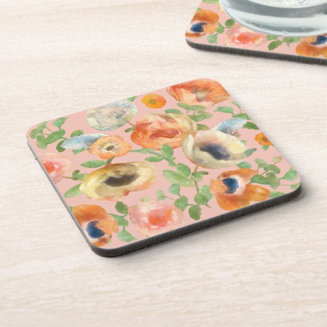 Posavasos Flores de primavera naranja (Lado Izquierdo)