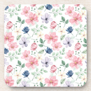 Posavasos Flores de primavera y patrón de hojas