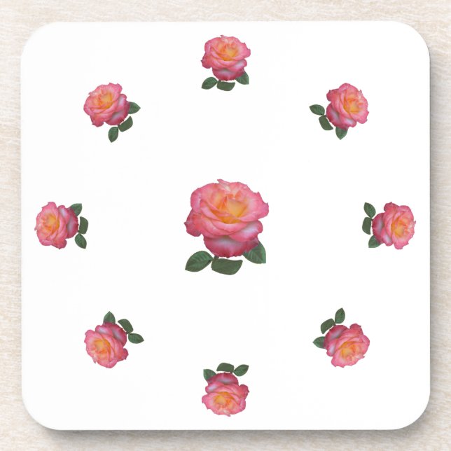 Posavasos Flores de rosa rosadas (Frente)