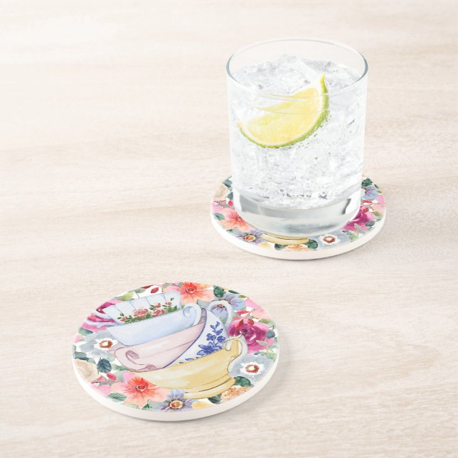 Posavasos Flores de tazas de té lindas (Lado)
