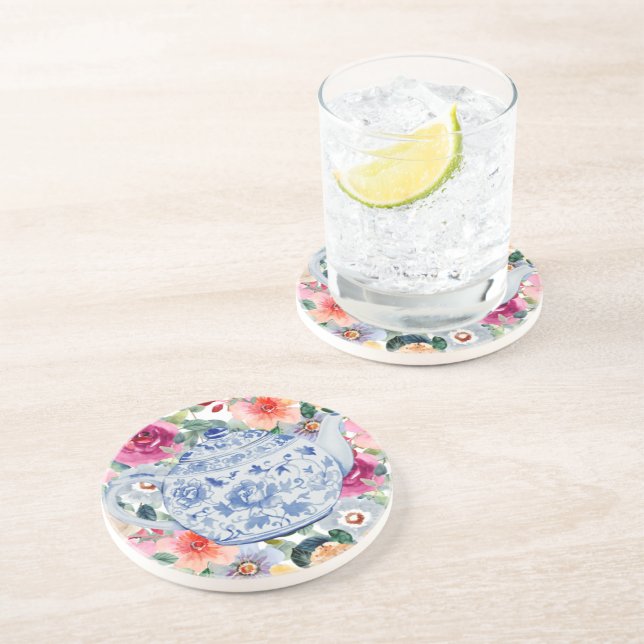 Posavasos Flores de Tetera Azul (Lado)
