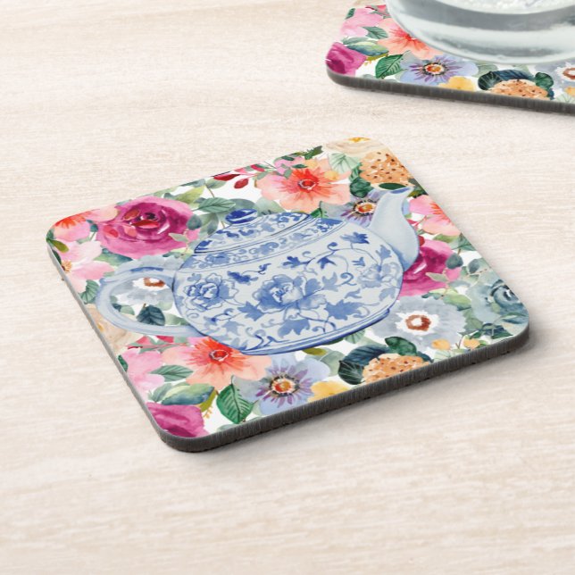 Posavasos Flores de Tetera Azul (Lado Izquierdo)