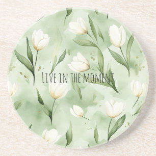 Posavasos Flores de Tulipán Blancas Verdes